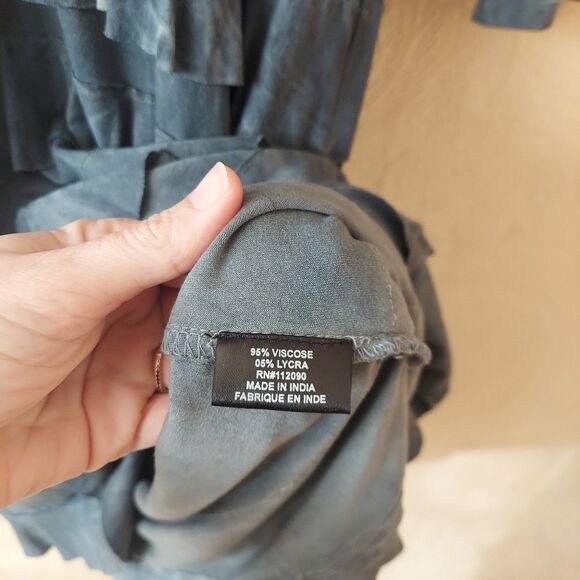 Vendana Blue Tie Dye Shift Dress Ruffles 3/4 Sleeves Sz Medium - Picture 4 of 9